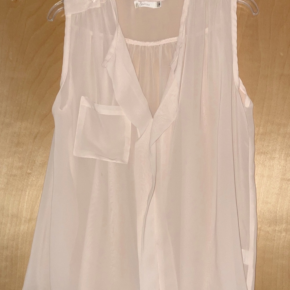 LF (Millau) Sheer sleeveless v-neck flowy blouse